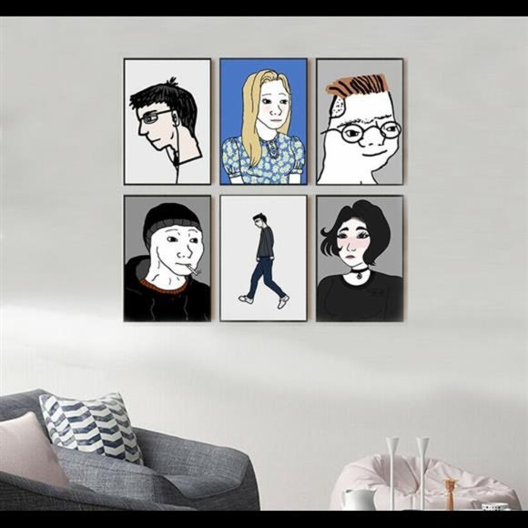 Doomer Girl Trad Wojak Meme Posters Wall Art Decor Set of 6 Prints 8.5x11 - Picture 1 of 7